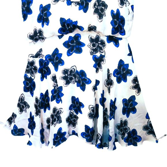 Milly Silk Dress Sz 14 NWT Blouson Tank Strappy Mini White Blue Floral Print - Picture 6 of 15